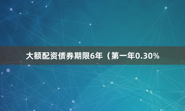 大额配资债券期限6年（第一年0.30%